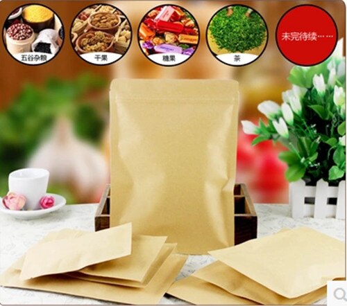 10CM*15CM,100pcs/lot,Zipper/zip lock Kraft paper bag kraft bag/coffee/tea bag Snack/blank brown kraft bag without window