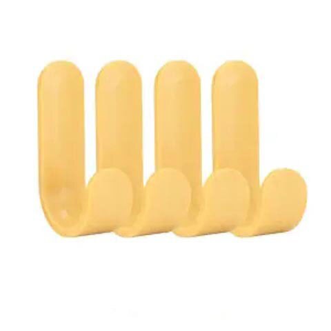 4pcs/set Towel Hooks Plastic Door Hangers Self Adhesive Wall Hangers Hat Racks Keys Hanger Home Decor: YELLOW