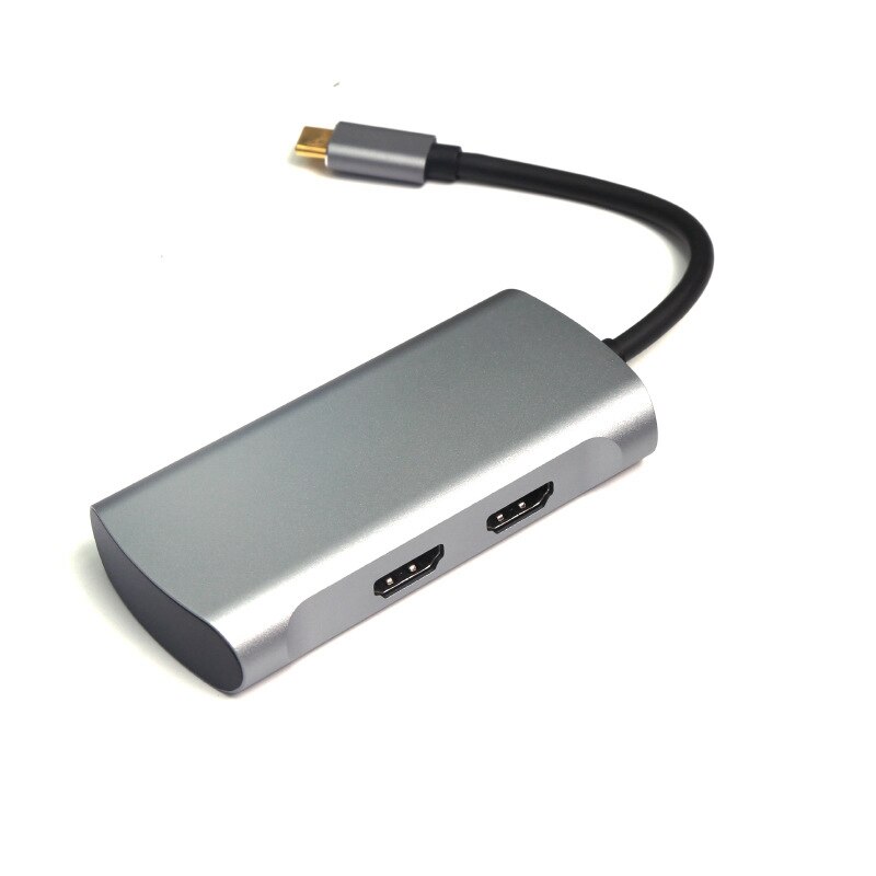 USB C to Dual HDMI Hub Adapter Type C to HDMI Docking Station Converter 4K@60Hz Displays Projection for Laptop