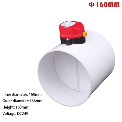 PVC Dämpfer Luft Ventil AC220V DC12V 24V Motorisierte Überprüfen Ventil für 3/4/5/6/8 zoll Rohr 80/100/125/150/200mm: DC24V OD160MM