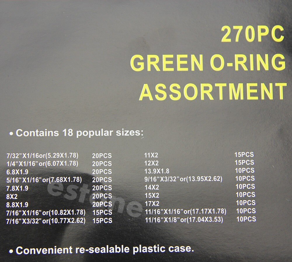 270 Stuks Rubber 18 Maten O-ring Kit Green Metric O Ring Afdichtingen Nitril