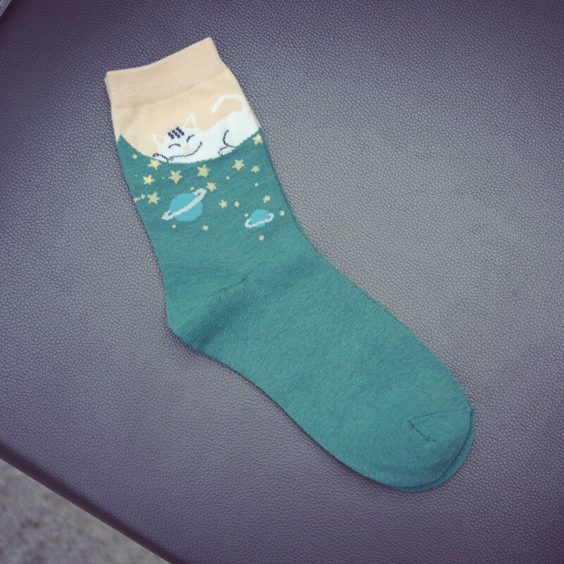 Vinter höst kvinnor i tubstrumpa japansk stil katt dam strumpor bomull 35-40 euro: 2