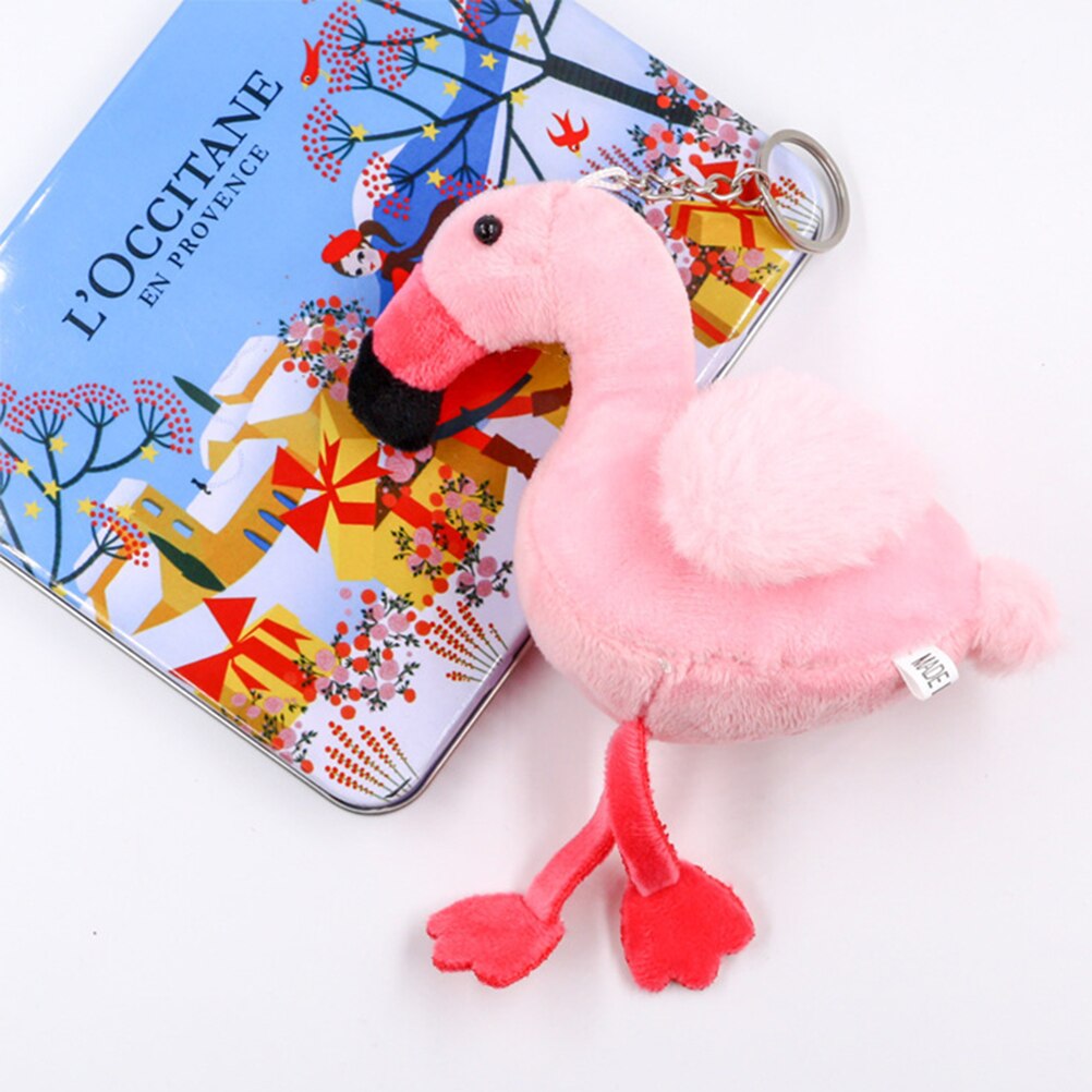 Søde flamingo pompom nøglering kvinder bil nøglering holder taske charme vedhæng til bedste ven tilbehør