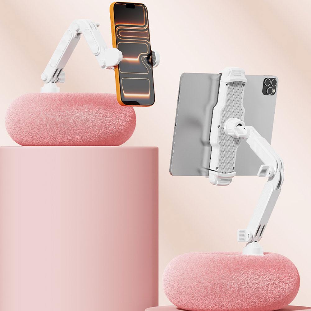 Faltbarer Plüsch-Handyhalter, drehbar, für Auto, Sofa, Bett, Lazy Holder für Handy und Tablet, Kissenständer, verstellbar zum Lesen im Bett