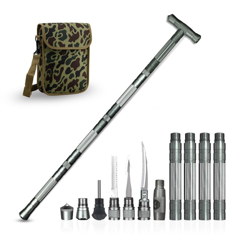 Alpenstock wielofunkcyjny sierp ryby włócznia typu T cztery-sekcja trzymać sześciu sekcji kij z nóż narzędzia samochodowe narzędzia robić materiały zewnętrzne: Gary 4 Bar T rodzaj