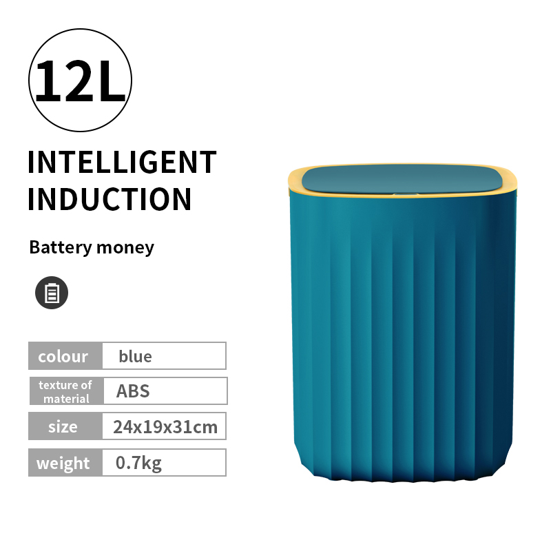 7L Smart Sensor Trash Can With aromatherapy Trash Bin Home Electronic kitche Rubbish Bin Toilet Waterproof Narrow Storage Bucket: Battery blue 12L