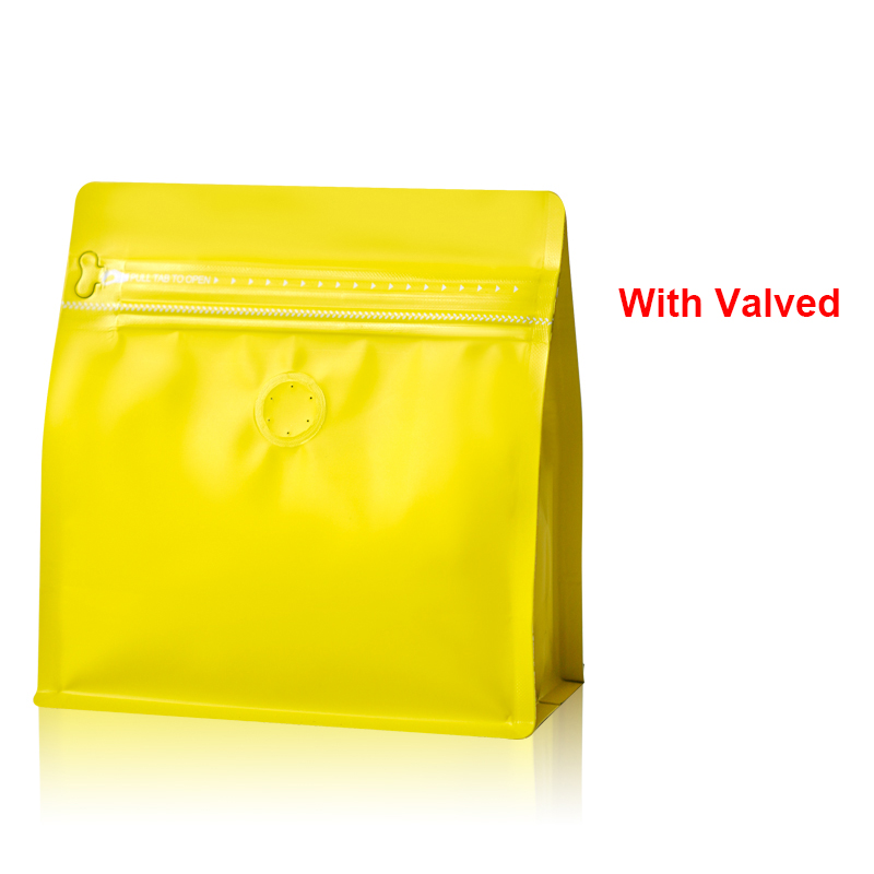 Lot de 20 sacs à café à valve épaisse, emballage de stockage de thé à domicile refermable, fermeture à glissière, sac debout en papier d'aluminium: S / YELLOW
