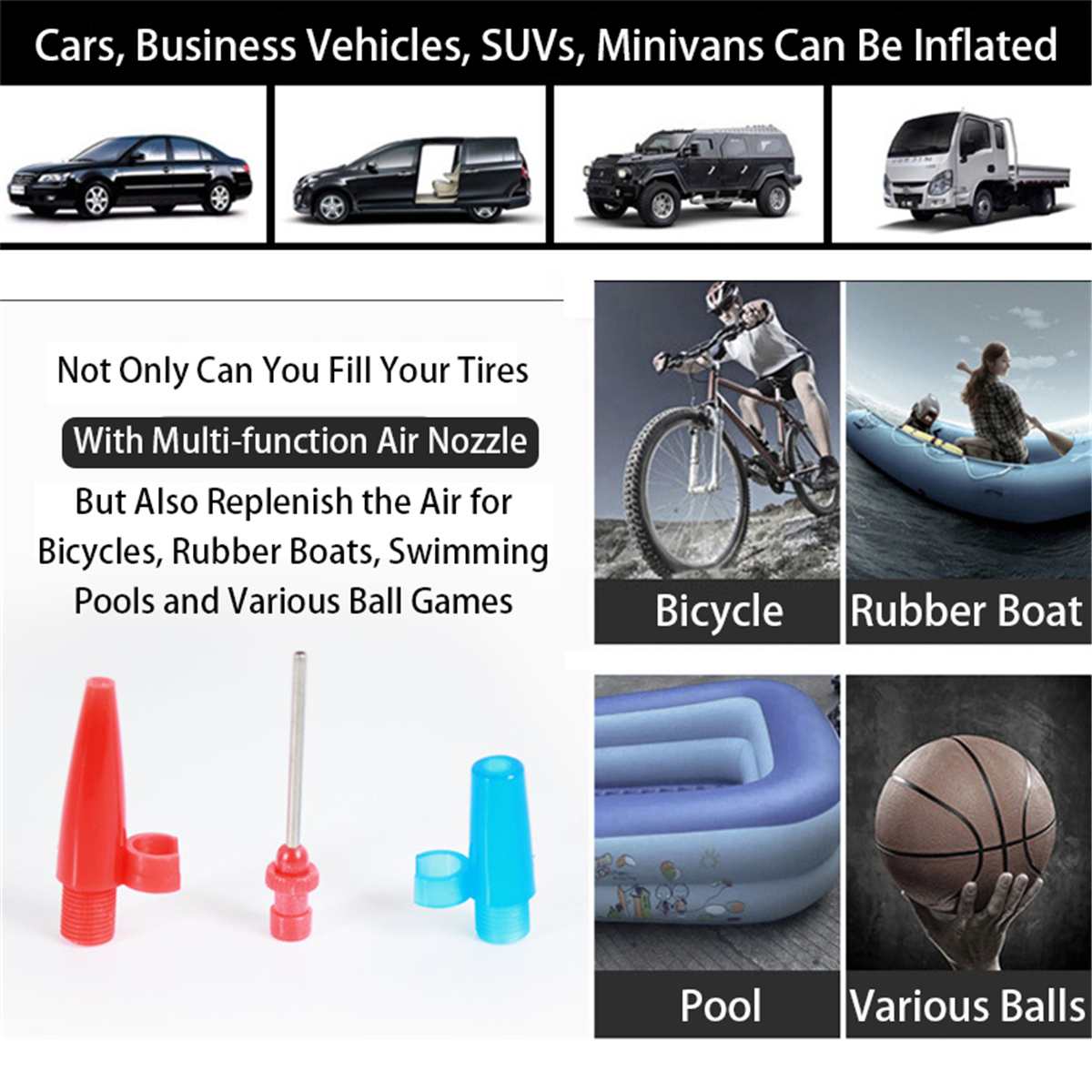 Car Tyre Inflator 12V Digital Tire Inflatable Pump Auto Air Compressor 150 PSI Auto Air Pump for Cars Wheel Tires