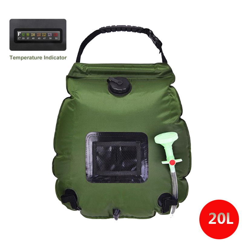 Bolsa de ducha portátil para acampar, bolsa de ducha Solar de 20l para acampar al aire libre y viajar: Beige