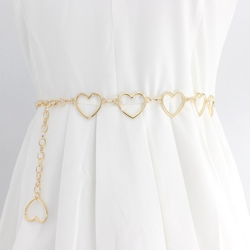 Goud Zilver Hart Metalen Taille Ketting Vrouwen Ketting Riem Verstelbare Dunne Tailleband Hip Hop Stijl Meisjes Riemen Broek Jurk Accessoires