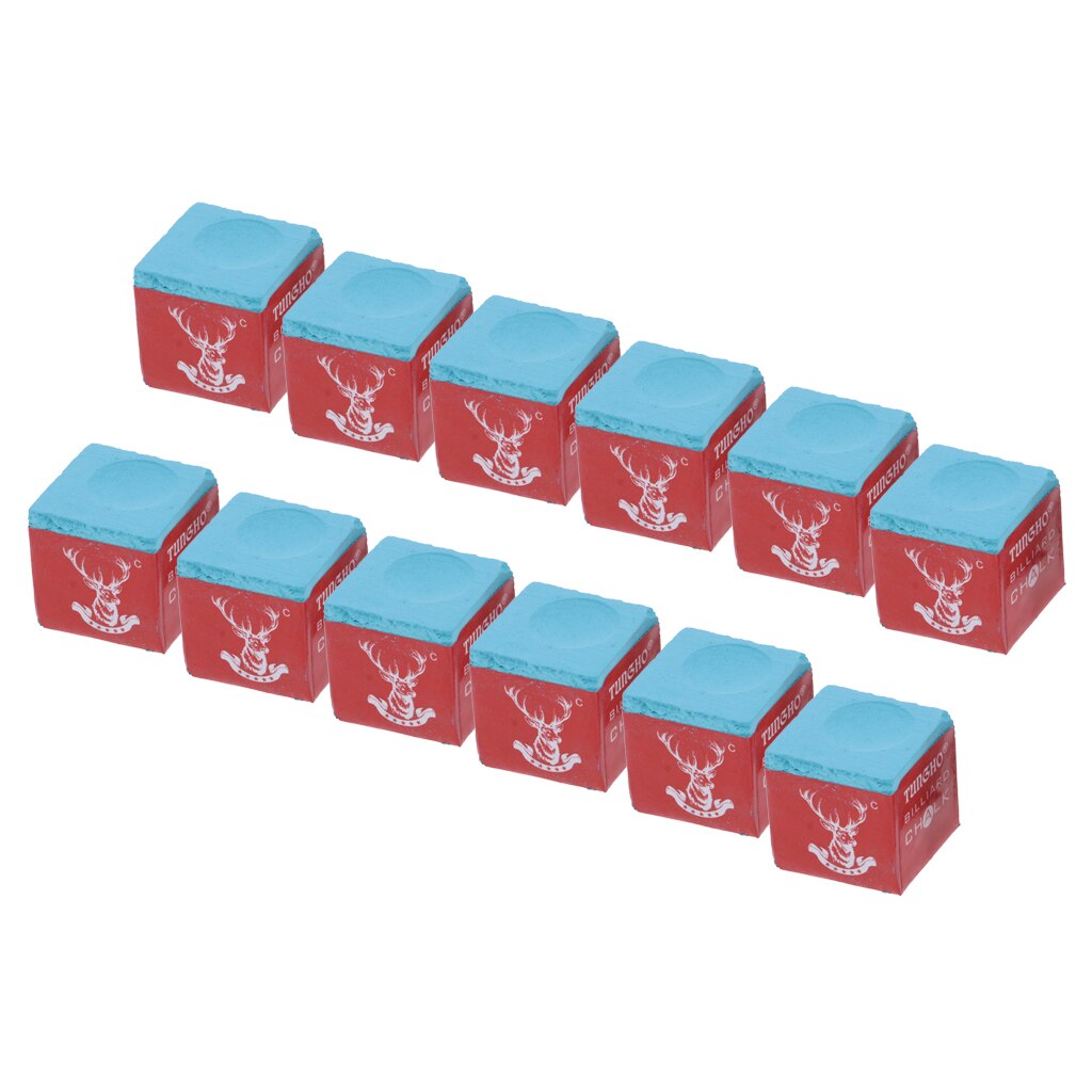 Tiza para billar , 1 caja grande (12 piezas), color azul Premium