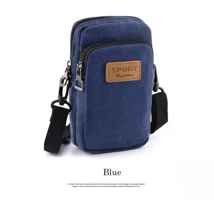 Universale 6.5 ''Impermeabile Multifunzionale della tela di canapa sacchetto del telefono del Sacchetto di Spalla Della Borsa Casual Crossbody bag Borse Messenger per Gli Uomini Uomo: Blue