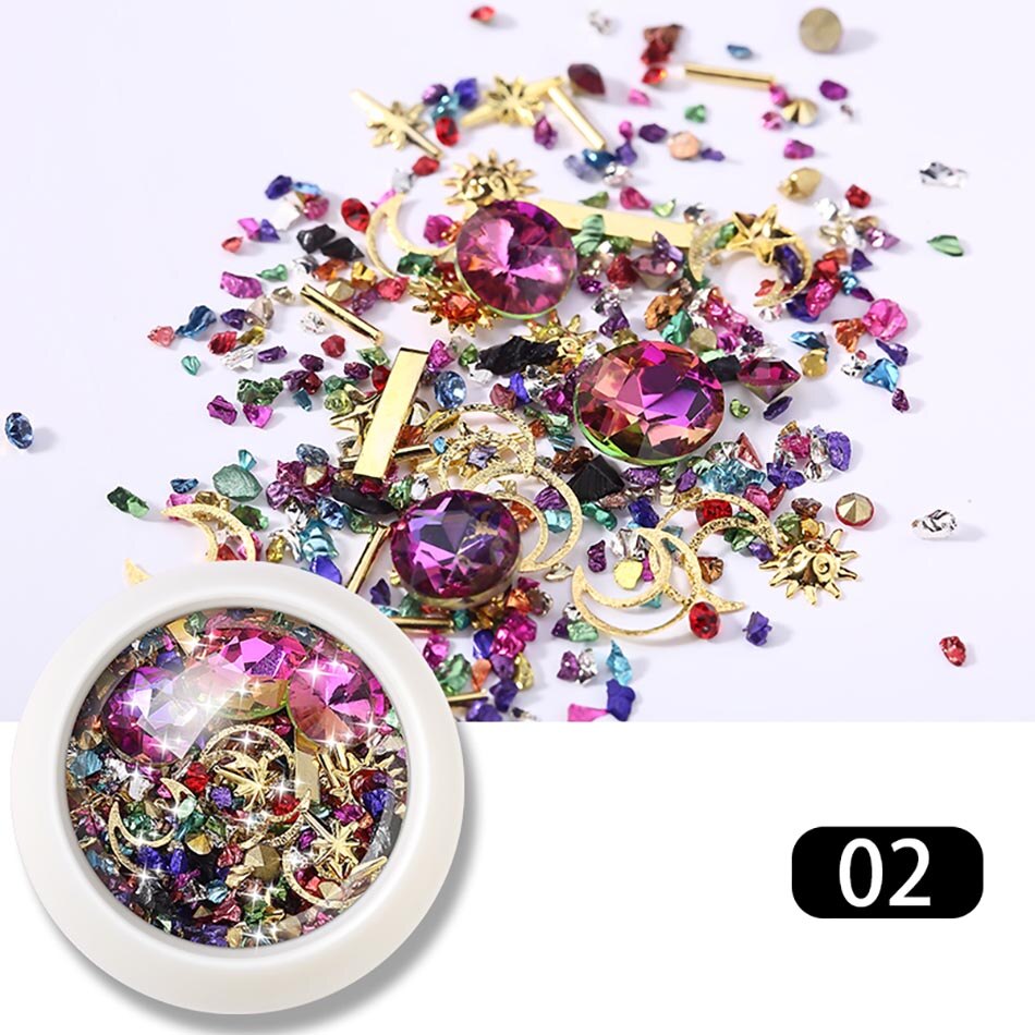 Rowhxy 1 Box Nail Art Decoraties Kleurrijke Rhinestones Nail Shell Voor 3D Nail Art Diamanten Nail Art Legering Voor manicure