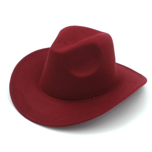 100%  uld vinter efterår børn følte western cowboy hat til pige dreng cowgirl cap jazz hat sol hat toca sombrero cap 12: Rødvin