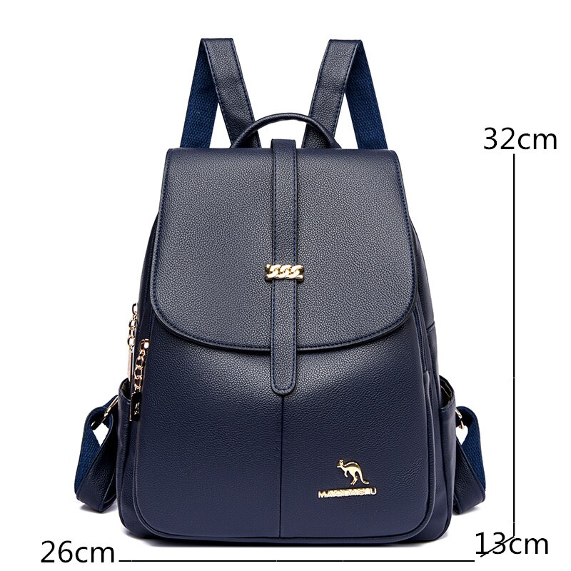 Multifunctional Women Backpack Pu Leather Ladies School Backpacks for Teenagers Girls Casual Travel Bags