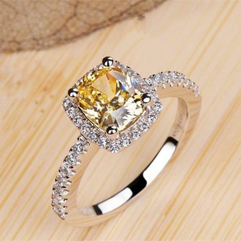 CC Rings For Women Bridal Wedding Anelli Trendy Jewelry Engagement Ring White Gold Color Anillos CC595: 10 / Yellow