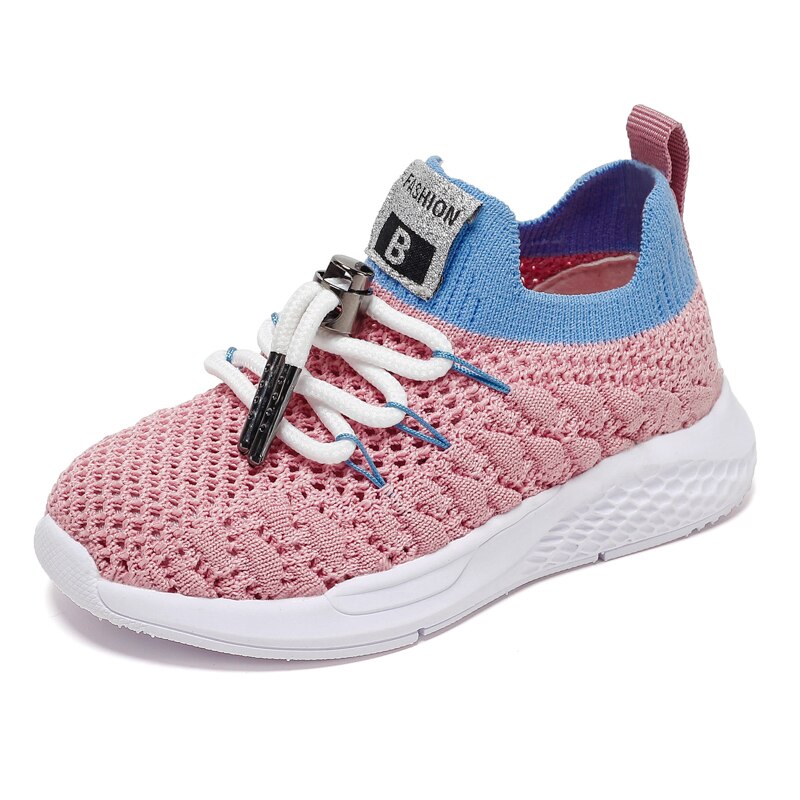 Gutt jenter lette og varme joggesko barn mesh metallknapp løping sport joggesko chaussure lumineuse pour garcon: Rosa / 11