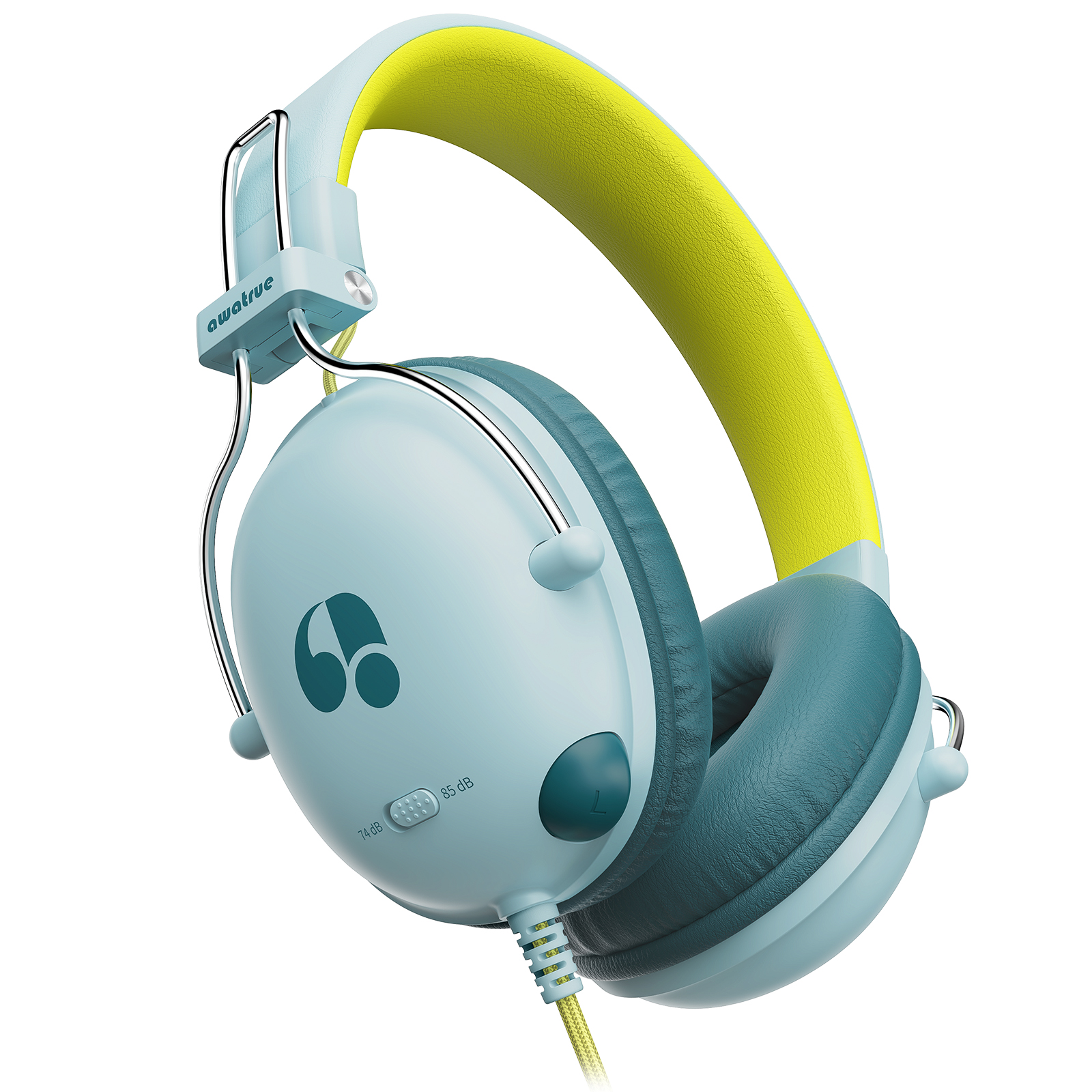 HK05 enfants étude casque filaire casque dessin animé écouteur avec micro musique casque Volume limité 74dB/85dB pour les enfants: PU ciel