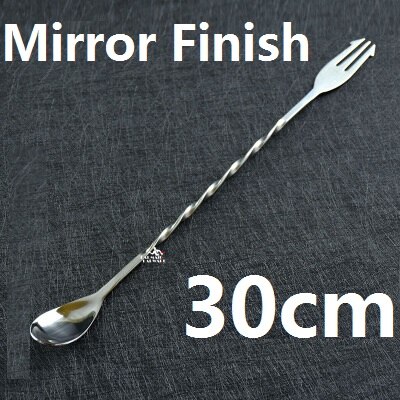 Stainless Steel Cocktail Bar Spoon Hoffman Drink Mixer Bar Stirring Mixing Spoon Stirrer: Silver 30cm