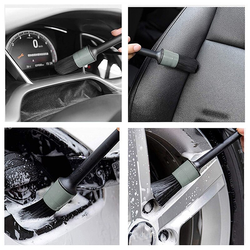 9Pcs Auto Car Detailing Brush Set Car Interior Cleaning Kit Includes 5 Detail Brushes,3 Wire Brush, 1 Car Duster Brush