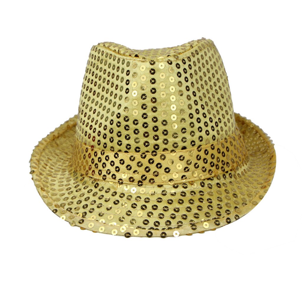 Top Hats Sequin Jazz Hat Trilby Fedora Caps Dance Show Glitter Party Fancy Dress Cute Hats Zylinder Hut Mütze #2S27: Yellow