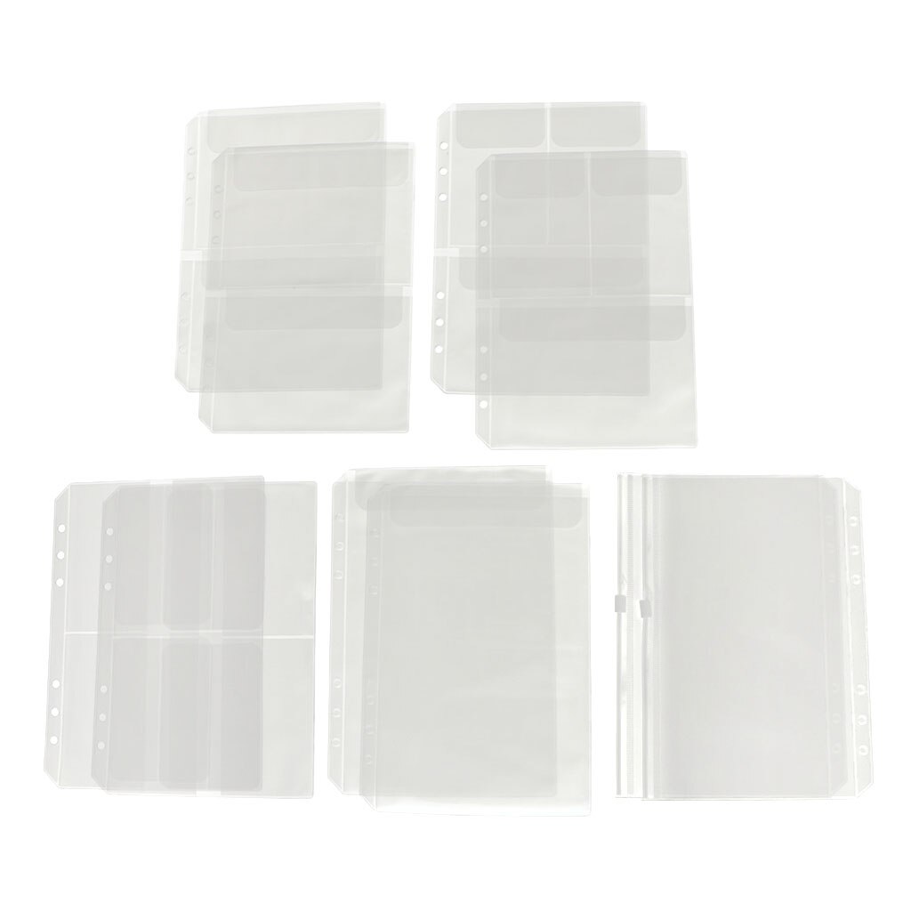 10 Pack Clear Durable PVC Binder Pockets Loose Leaf Notebook Refills Filler