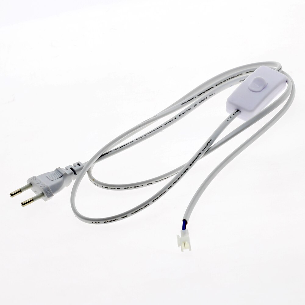 Cable de alimentación con enchufe europeo AC220V con conector de interruptor, cables eléctricos para tubo LED, 1M, Cable de extensión de fuente de alimentación para luces de barra LED