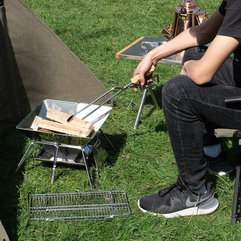 Stainless Steel BBQ Charcoal Tongs Outdoor Picnic Long Handle Salad Grilled Food Scissor Clip