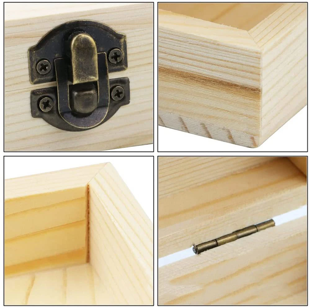 Wooden Storage Box With Hinged Lid Durable Multifunctional Case Crafts Jewelry Boxes For Household Pink Butterfly Letter Pattern