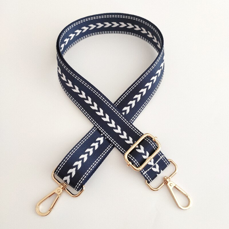 Nylon laukku hihnat käsilaukku vyö olkalaukku osa leveä hihna vaihtolaukku tarvikkeet säädettävä pituinen vyö olkalaukkuun: Sinikultainen solki