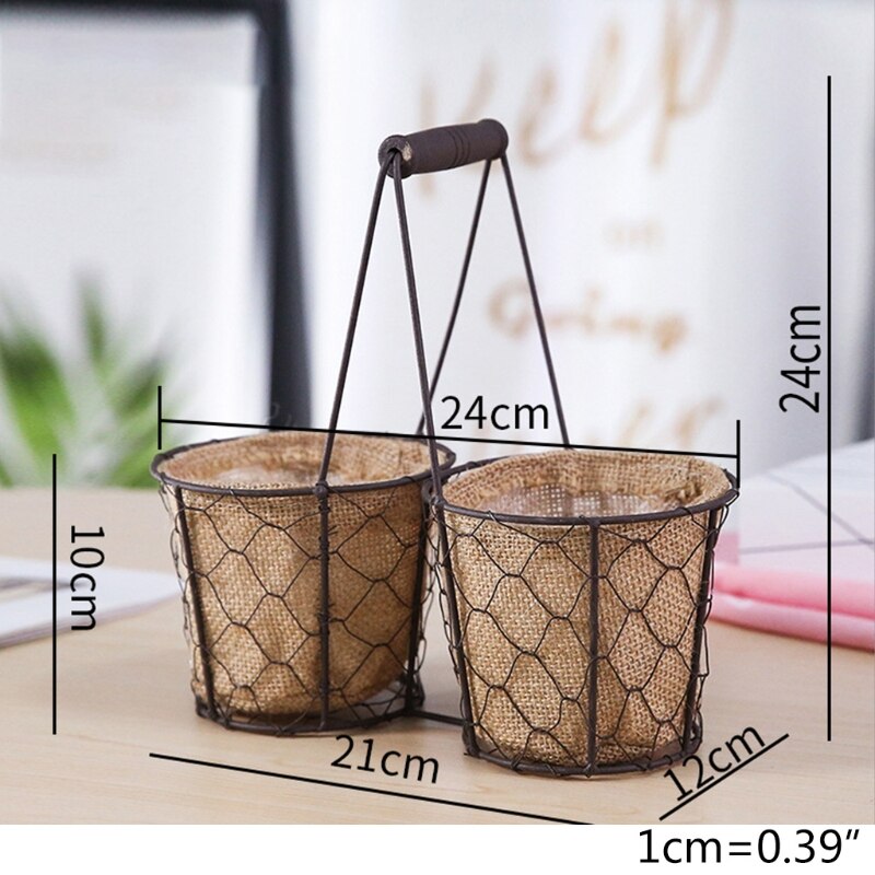 Country Style Hanging Flower Arrangement Pot Small Green Plant Basket