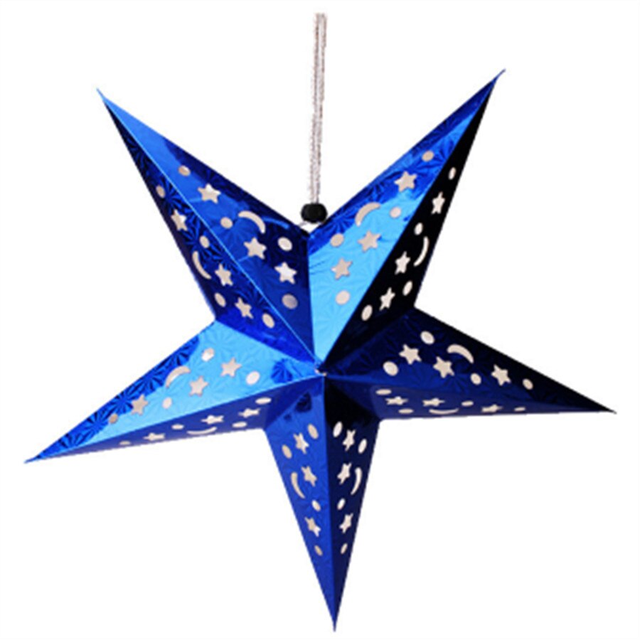 1PC 30cm-45cm-60cm Shiny Star Paper Lampshade lanterns Party Decoration Craft For Wedding Christmas Party Decoration Supplies: blue / 45cm