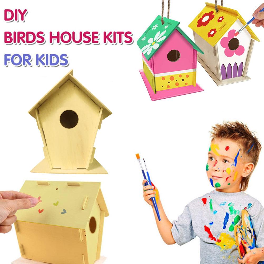 Maison en bois pour oiseaux, Kit mural pour nichoir d'extérieur, nichoir pour oiseaux bricolage boîte Portable