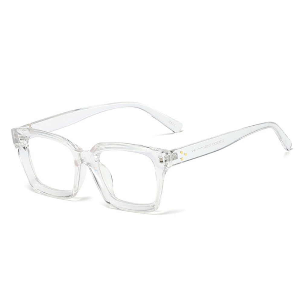 Montura de gafas cuadradas Retro Para hombre y mujer, lentes ópticas de de con remache, a la , para ordenador, 45440: C7 clear