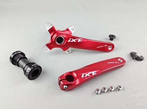 Aluminium fiets crank tandwiel mountainbike trapas crank gegroefde schijf mtb 104 bcd fiets onderdeel voor xt  m610 m590: Rood