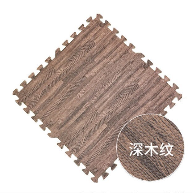 Soft Puzzle Crawling Pad Interlock Foam Wood Texture Floor Mat Waterproof Rug for Child Bedroom Living Room Kitchen Gym 30cm: dark wood color / 12pcs 30x30x1cm