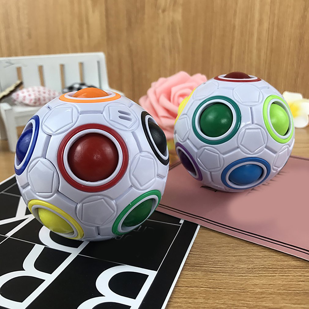 Magic Cube Ball Antistress Rainbow Football Puzzle Kids Toys 12 Holes For Children Stress Reliever Toy