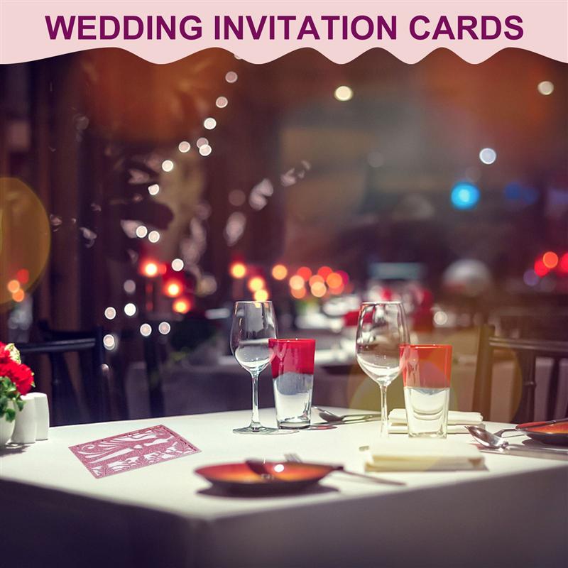 5pcs Wedding Invitations Bride Groom Lovely Paper Invitations Cards