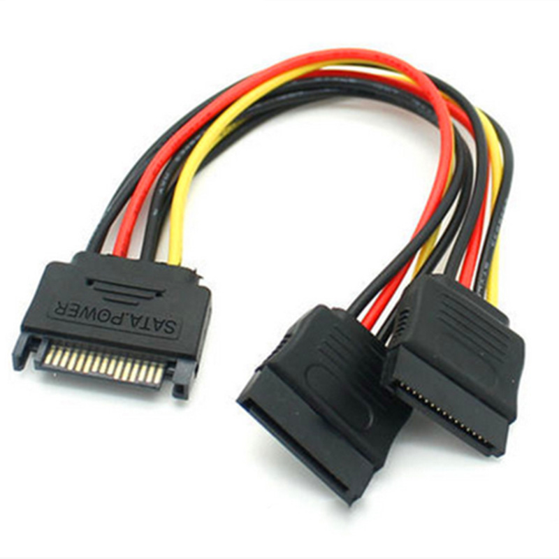SATA II Hard Disk Power 15Pin SATA Male To 2 Female 15Pin Power HDD Splitter Y 1 To 2 Extension Cable 20CM: Orange