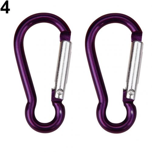 2 Stuks Aluminium Karabijnhaak Sleutelhanger Clip Outdoor Camping Sleutelhanger Karabijnhaak Water Fles Gesp Reizen Klimmen Accessoires: Paars