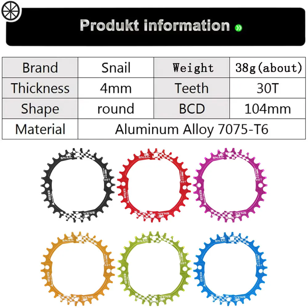 104BCD MTB Fahrrad Kettenräder Kettenblatt 30T Kettenblatt Mountainbike Kurbelgarnitur Zahn Platte Teile Kette Ring Fahrrad Teile