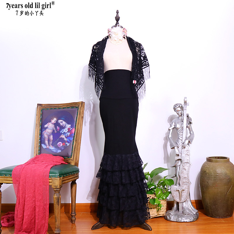 Spaanse Dans Jurk Flamenco Dans Praktijk Rok Flamenco Rok Multilayer Spaans Rok Dans Slijtage Vrouwen Fishtail Rok ENN02