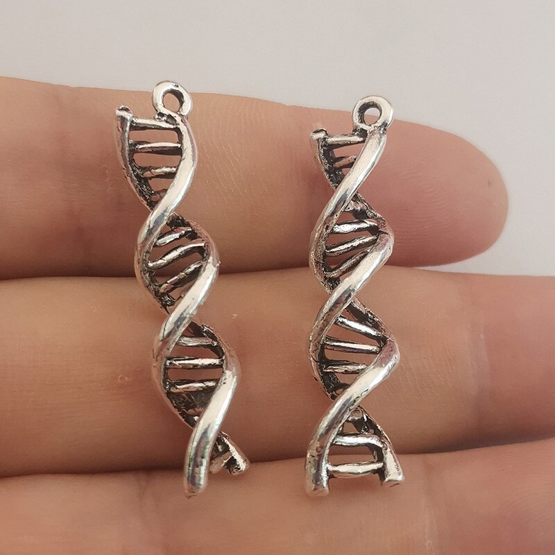 4Pcs Dna Charms Hanger Diy Sieraden Bevindingen Voor Sieraden Makingantique Zilver Kleur Tone 9X40Mm Bedels Voor sieraden Maken
