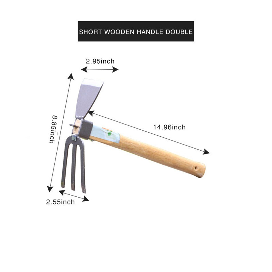 1pc stainless steel / wood long handle short handle weeding hoe long handle short handle gardening tool weeding scarification: Wooden handle hoe