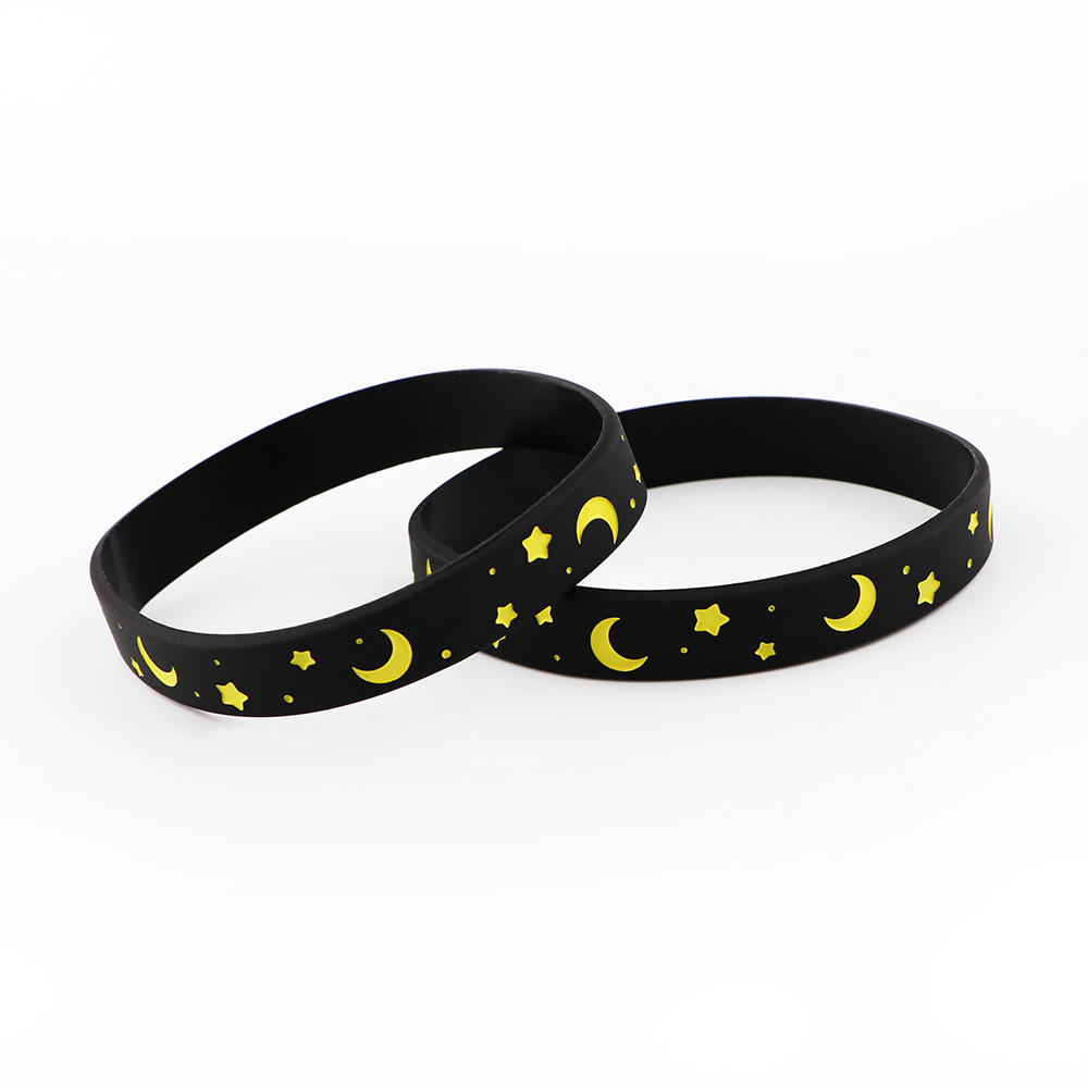 J3392 Sterne und mond nacht Armbänder modisch Silikon Gummiband Armbänder Hand Armreif Männer Frauen Schmuck