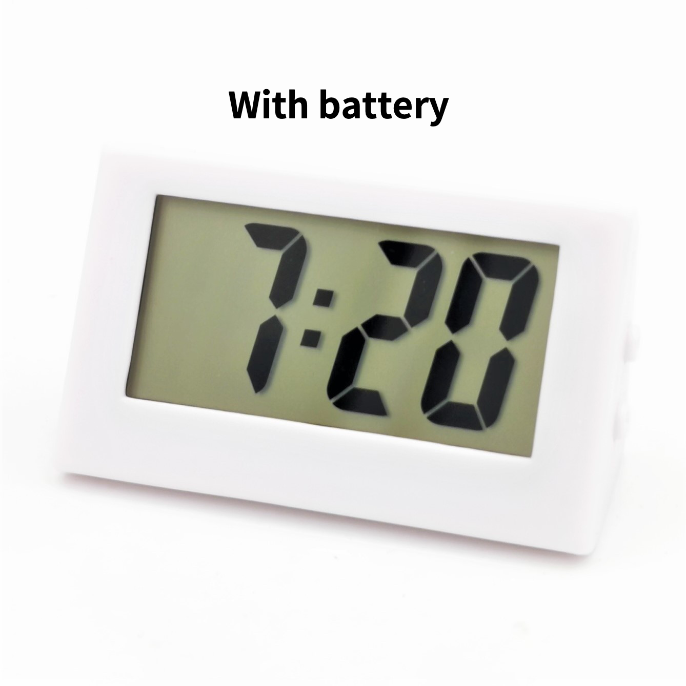 Bureau Digitale Klok Lcd-scherm Beugel Auto Klok Plastic Mini Tijd Klok Tafel Horloge Bureauklok: With battery White