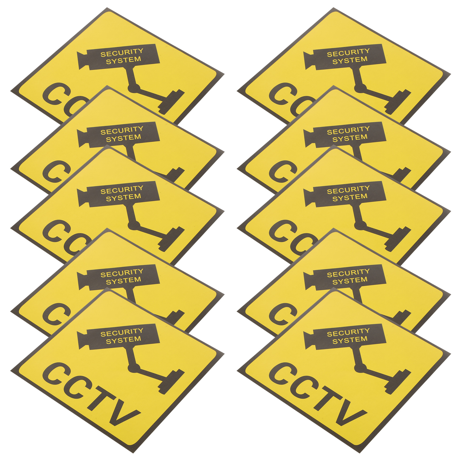 10pcs Video Surveillance Stickers Surveillance Warning Signs School Office Stickers