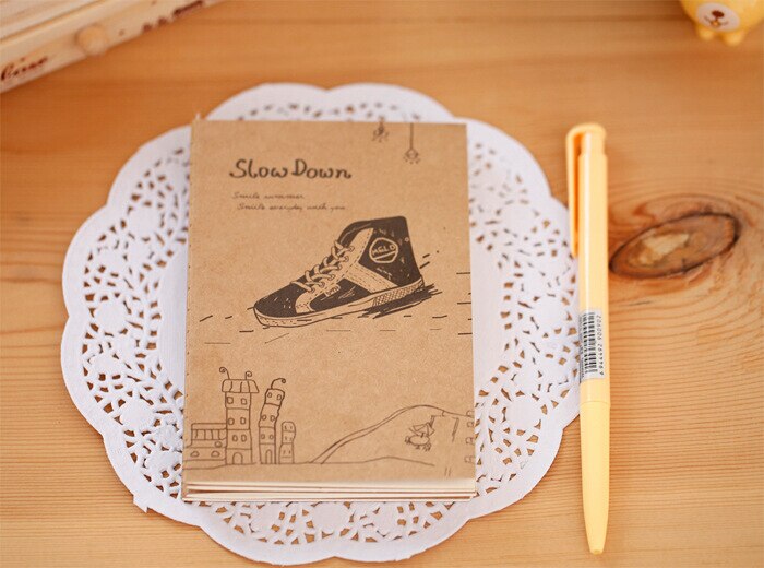 Mini Small Good Time Kraft Paper Notebook Notepad Office Stationery School Supply Pocket diary violin Shoes piano Milk Tea