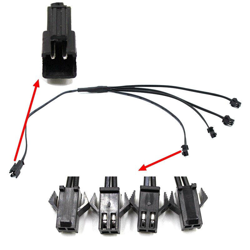 2/3/4/5 Way In 1 Splitter Cable 1 To 2/3/4/5 Connector For EL Wire Electroluminescent Light Conected With Inverter