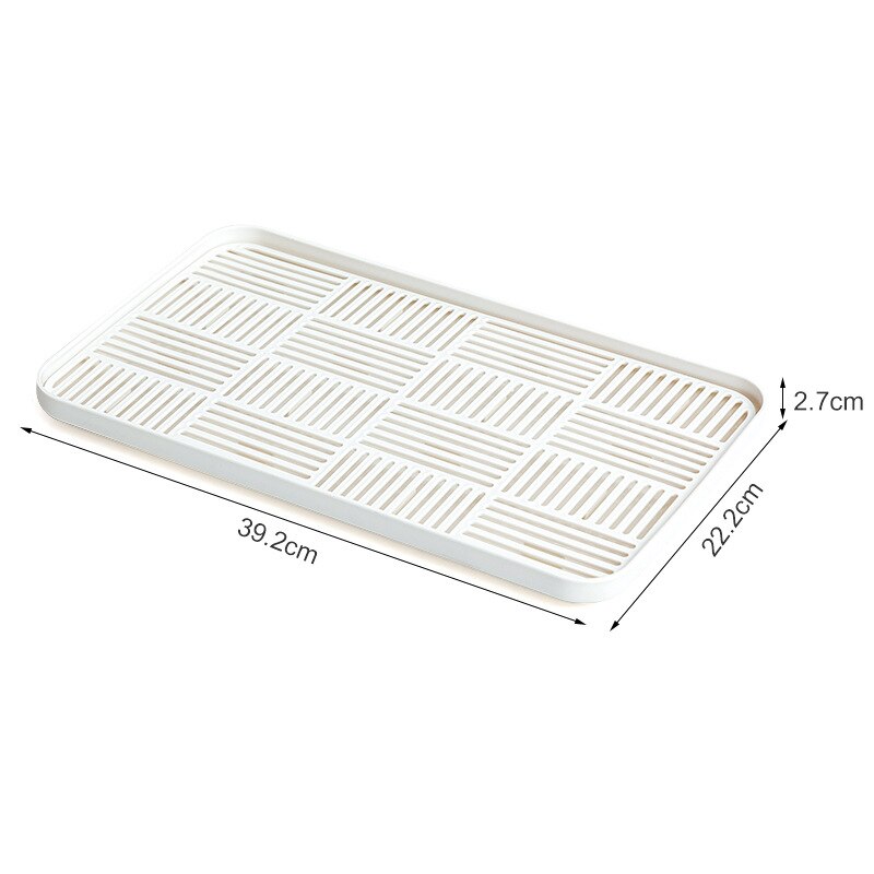 Kitchen Storage Drain Tray,Bottle Cup Bowl Cutlery Dish Drainer,Dish Drying Rack,Sponge Holder,Countertop Kitchen Sink Organizer: white L